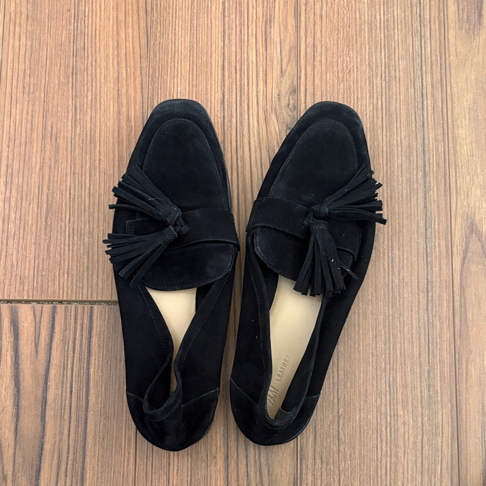 H&M Black Suede Tassel Loafers